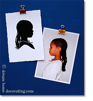 homemade paper silhouette and the photo it was based on