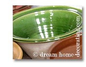 green glazed earthenware bowl