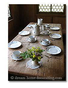 rustic table in a Swiss mountain chalet